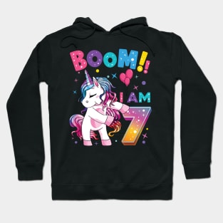 Kids 7 Years Old Unicorn Flossing 7th Birthday Girl Unicorn Party Hoodie